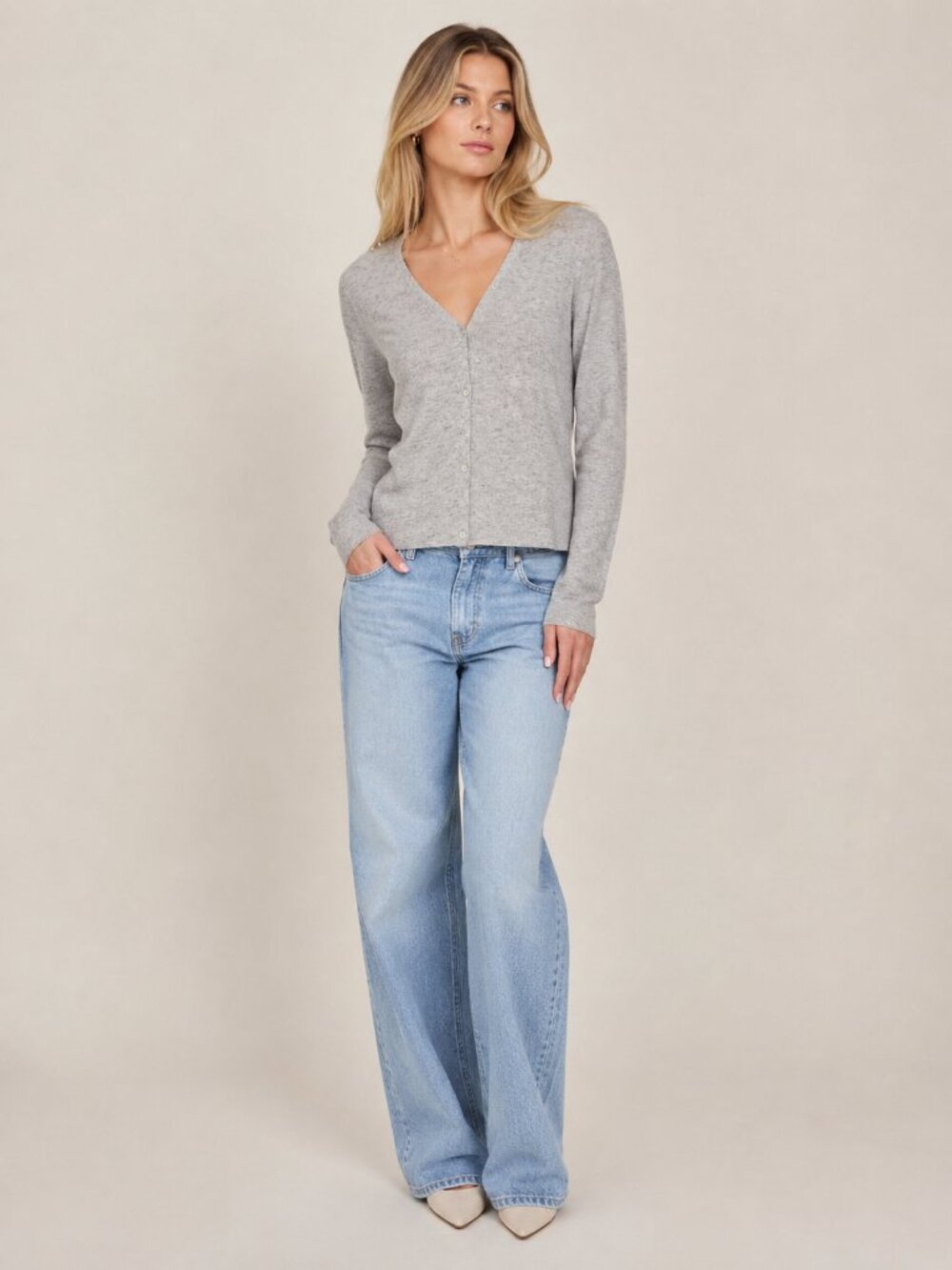 Eileen Fisher Cotton V-Neck Cardigan Gray XL #A2329 - Picture 1 of 6